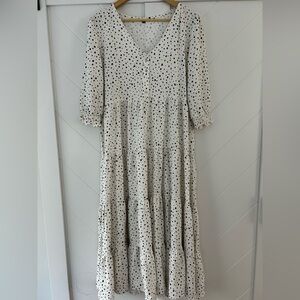 Black & White Leopard Polka Dot Tiered Midi Dress from Amazon